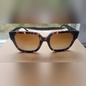 Tory Burch Tortoiseshell Square Sunglasses with Brown Gradient Lenses